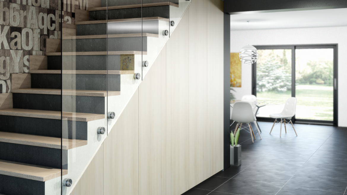 Placard beige sous escalier